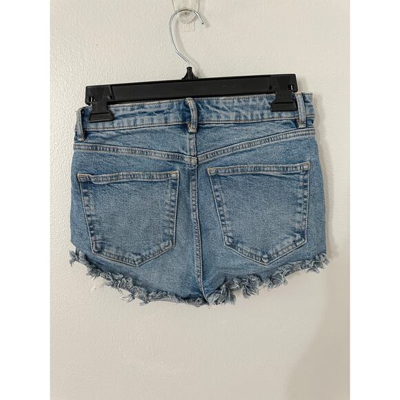 Zara Blue Mid-Rise Cut Off Jean Shorts - Picture 2 of 3